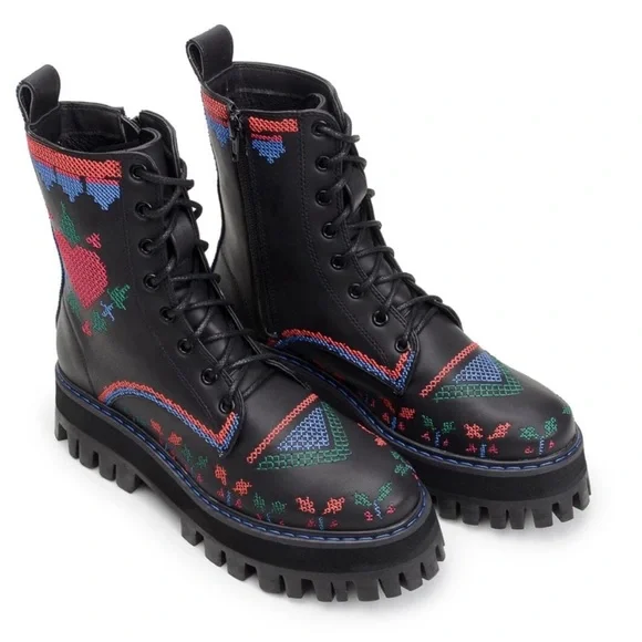 FARM Rio Black Boots with Red and Blue Accents - Picture 2 of 13